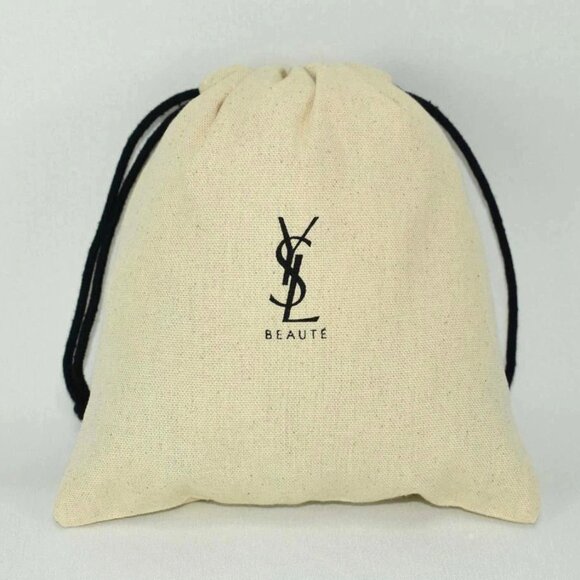 YSL Beige Cotton Drawstring Makeup Pouch Limited Edition Bag Yves Saint Laurent - Picture 7 of 7